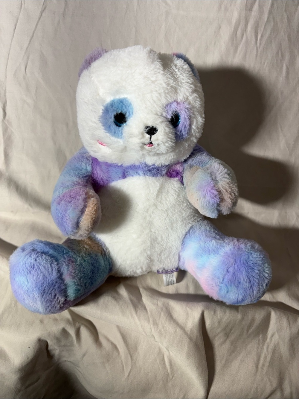 Tie-Dye Pastel Panda Plush Stuffed Animal - White and Pastel Colors